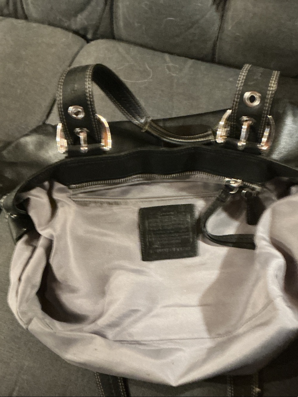 Coach Black Leather Shoulder Bag with Silver Hardware - Picture 6 of 7